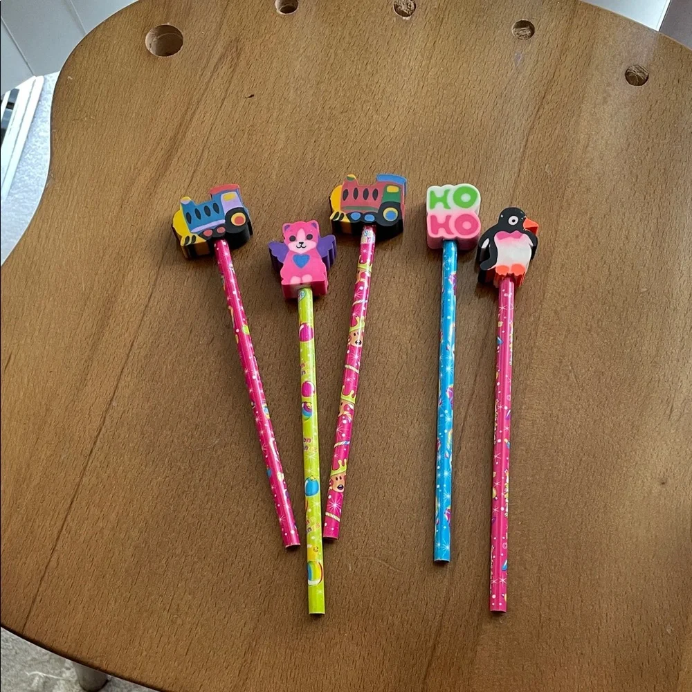 Lisa Frank Vibrant Pencil Set with Animal and Vehicle Toppers